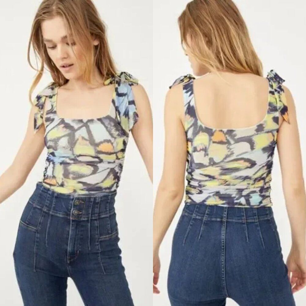 Free People Avenue Print Tank Top in Mint Combo Size Large $58